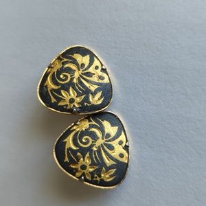 Vintage Damascene Gold Butterfly/Floral clip on earrings